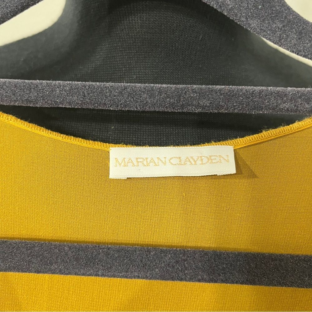 Vintage Marian Clayden 100% Silk Chiffon Mustard Yellow Sheer Blouse Cover Up - Picture 5 of 9